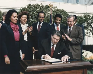 Conservatives Prints: President Reagan signing House Resolution officially dedicating Martin Luther King's birthday as a legal public