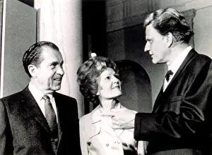 Billy Prints: President Richard M. Nixon & First Lady Pat chat with Billy Graham after services in the White House