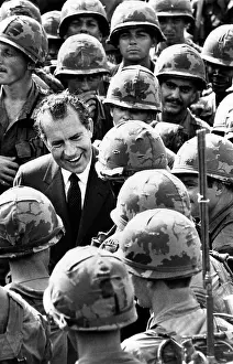 Csu 2012 10 Prints: President Richard Nixon greets US combat troops at the 1st Division's Di An Base ten miles from Saigon