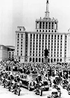 Romania Prints: President Richard Nixon and President Nicolae Ceausescu ride through Bucharest, Romania