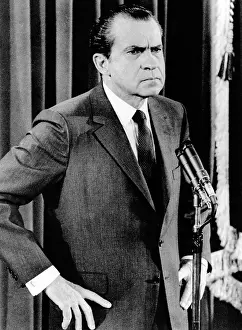 Scowling Prints: President Richard Nixon in a press conference