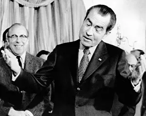 Facial Expressions Prints: President Richard Nixon shrugs and gestures before signing the budget for fiscal 1972