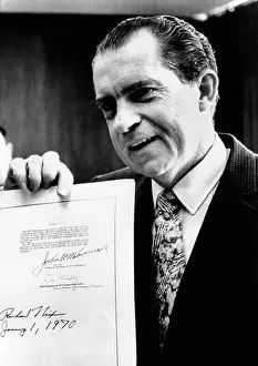 Laws Prints: President Richard Nixon after signing Senate Bill 1075