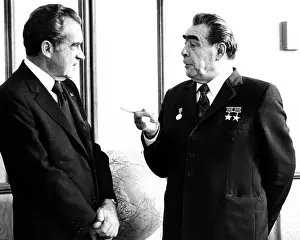 President Richard Nixon and Soviet Communist Party Leader, Leonid Brezhnev. Moscow, June 29, 1974. (CSU_ALPHA_590) CSU Archives/Everett Collection