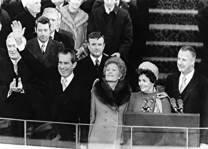 Agnew Prints: President Richard Nixon waves to the crowd during inaugural ceremonies at Capitol Hill