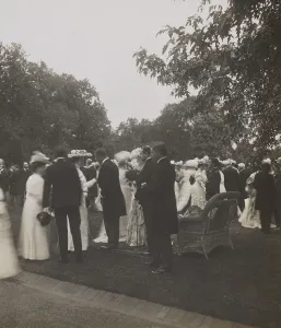 Lcgr1216 Prints: President Theodore and First Lady Edith Roosevelt receiving guests at a White House lawn party
