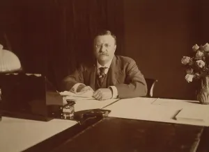Offices Prints: President Theodore Roosevelt (1858-1919), at his desk, 1907