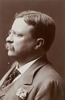 White Collar Prints: President Theodore Roosevelt, 1906 profile portrait wearing a flower in his lapel buttonhole (BSLOC_2017_6_51)