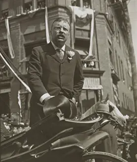Rose Prints: President Theodore Roosevelt delivering a speech from a carriage