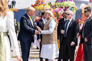 Narendra Prints: President Trump is greeted by Indian Prime Minister Narendra Mod