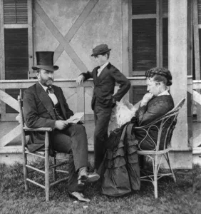 Ulysses Prints: President Ulysses Grant seated on porch with his wife