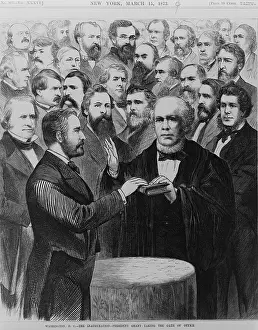 Lcgr1901 Prints: President Ulysses Grant taking the oath of office from Chief Justice Salmon P