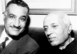 Middle East Prints: President of the United Arab Republic Gamal Abdel Nasser and Prime Minister of India Jawaharlal Nehru
