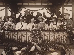 Freemasonry Prints: President Warren and Florence Harding watch the parade of Shrine Temple units pass the White House
