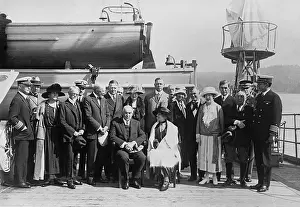President Warren Harding and his party on USS Henderson during a four-day voyage to Alaska. July 4-8, 1923