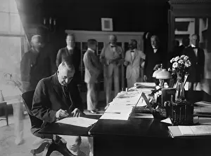 Legislation Prints: President Warren Harding signing a bill into law