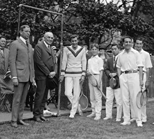 Tennis Court Prints: President Warren Harding stands next to tennis champion Bill Tilden