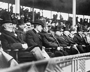 Images Dated 29th November 2007: President William H. Taft and several other men in top hats at a 1910 baseball game