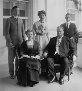 William Howard Prints: President William Howard Taft and First Lady Helen Taft with their three children at the White House