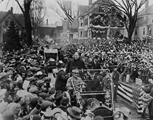 Procession Prints: President William Howard Taft parading in an open automobile