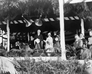 Woodrow Prints: President Woodrow Wilson addressing crowd at the stadium