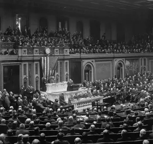 Woodrow Prints: President Woodrow Wilson asking Congress for the authority to arm merchant ships