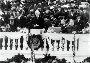 Address Prints: PRESIDENT WOODROW WILSON delivering his inaugural address
