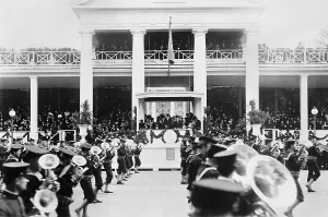 Formal Dress Prints: President Woodrow Wilson and Vice President Marshall watch Inaugural Parade