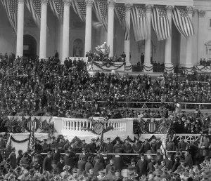 Garlands Prints: President Woodrow Wilsons delivering his second inaugural address