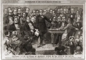 Webster Prints: President Zachery Taylor, delivering his inaugural speech, at the Capitol, March 4, 1849
