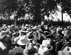 Nebraska Prints: Presidential nominee Gov. Franklin Roosevelt surrounded by admirers on his arrival at Omaha