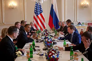 Prague Prints: Presidents Barack Obama and Dmitry Medvedev of Russia meeting in Prague Castle