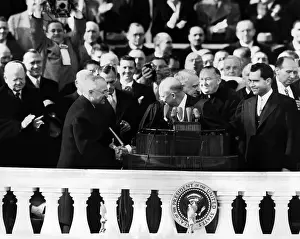 Future Prints: Four presidents at Dwight Eisenhower's first inauguration L-R: Herbert Hoover