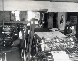 Printing Press Prints: Press room of the Planet newspaper, Richmond, Virginia. 1899