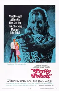 Aiming Prints: PRETTY POISON, l-r: Anthony Perkins, Tuesday Weld on poster art, 1968