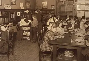 Chairs Prints: Primary and Middle school children in the Library of the Henry Street Settlement House