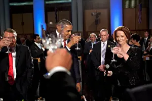 Julia Prints: Prime Minister Julia Gillard proposes a toast to President Barack Obama