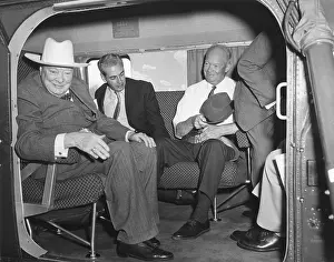 Winston Prints: Former Prime Minister Winston Churchill in President Eisenhower's Marine Helicopter