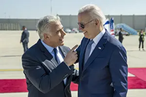 Animated Prints: Prime Minister Yair Lapid greets President Joe Biden at Ben Gurion Airport in Tel Aviv