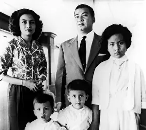 Family Photo Prints: Prince Norodom Sihanoult of Cambodia with wife and children