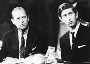 Prince Philip Prints: Prince Philip and his 21 year old son, Charles, the Prince of Wales. Nov. 9. 1970