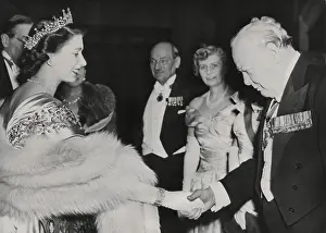 Tiara Prints: Princess Elizabeth welcomes Winston Churchill and Prime Minister Clement Atlee at Guildhall