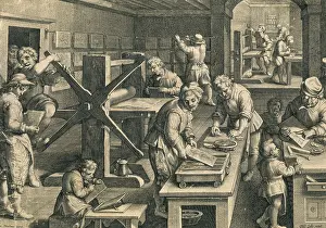 Books Prints: Printing workshop (18th c.). Engraving. AISA/Everett Collection**US SALES ONLY**