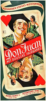 Playing Cards Prints: THE PRIVATE LIFE OF DON JUAN, Douglas Fairbanks on Austrian poster art, 1934