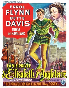 THE PRIVATE LIVES OF ELIZABETH AND ESSEX, (aka LA VIE PRIVEE D'ELISABETH & ANGLETERRE), Errol Flynn (center), Bette Davis (right), 1939