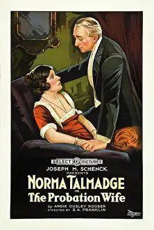 Sitting In Chair Prints: THE PROBATION WIFE, left: Norma Talmadge on poster art, 1919
