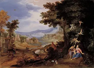 Holy Prints: Procaccini Carlo Antonio, Landscape with the Rest on the Flight into Egypt