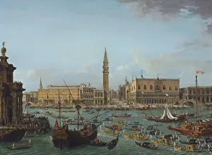 Docks Prints: Procession of Gondolas in the Bacino di San Marco