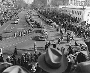 Lcgr1411 Prints: Procession of limousines as President Harry Truman rides in the Inaugural parade