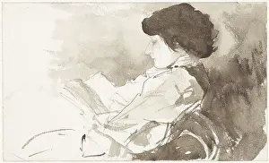 Sofa Prints: Profile of Reading Woman, by Bramine Hubrecht